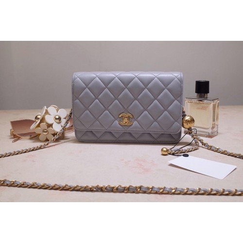 Chanel AP1450 Woc Wallet on Chain Bag in Gray Lambskin