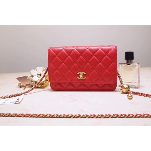 Chanel AP1450 Woc Wallet on Chain Bag in Red Lambskin