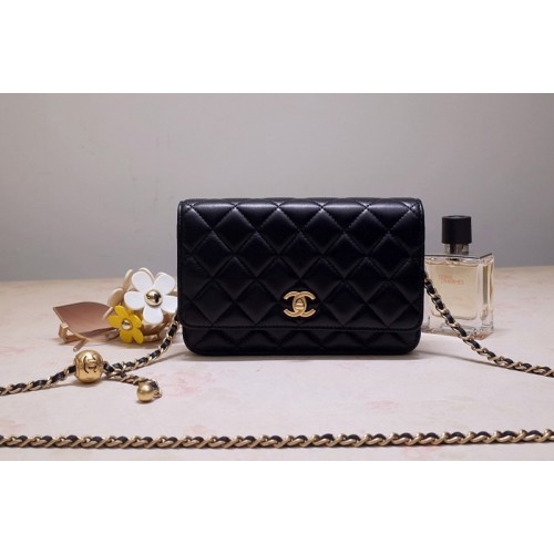 Chanel AP1450 Woc Wallet on Chain Bag in Black Lambskin