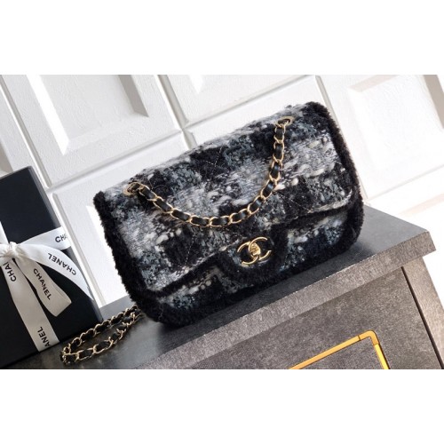 Chanel AS5686 Large Flap Bag in Black & Gray Tweed
