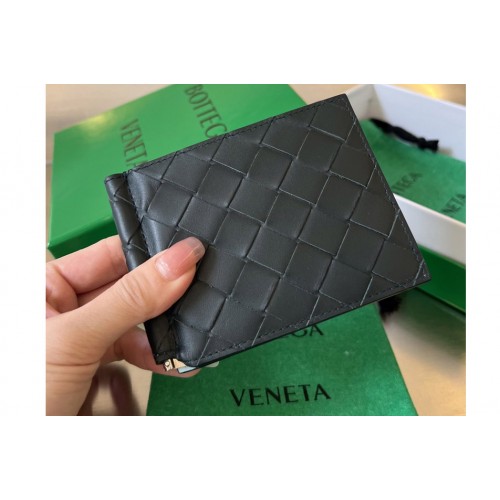 Bottega Veneta Intrecciato Bill Clip Wallet in Dark Green Leather