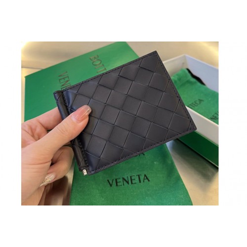Bottega Veneta Intrecciato Bill Clip Wallet in Black yellow Leather Bottega Veneta Intrecciato Bill Clip Wallet in Black yellow Leather