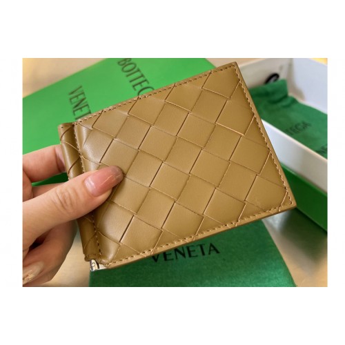 Bottega Veneta Intrecciato Bill Clip Wallet in Brown Leather Bottega Veneta Intrecciato Bill Clip Wallet in Brown Leather