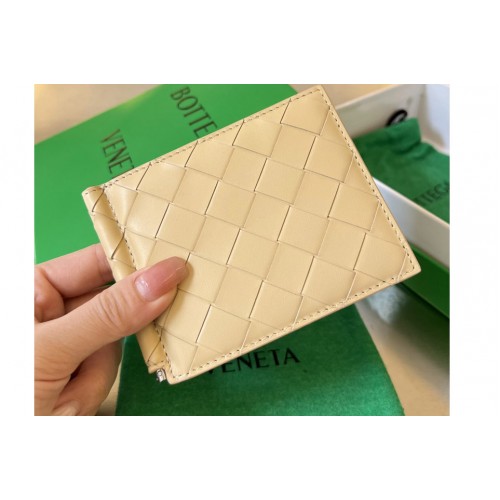 Bottega Veneta Intrecciato Bill Clip Wallet in Sand Leather