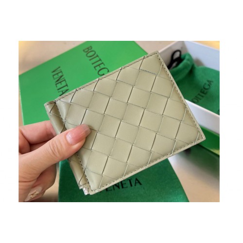 Bottega Veneta Intrecciato Bill Clip Wallet in Travertine Leather