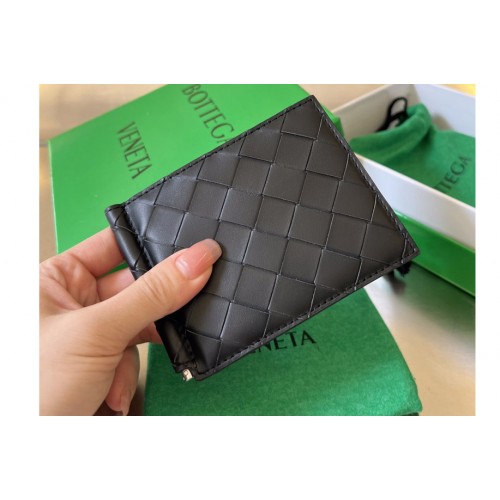 Bottega Veneta Intrecciato Bill Clip Wallet in Black Leather