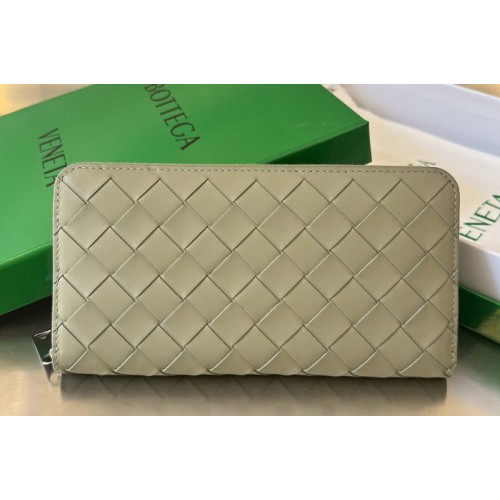 Bottega Veneta Intrecciato Zip Around Wallet in Travertine Leather Bottega Veneta Intrecciato Zip Around Wallet in Travertine Leather