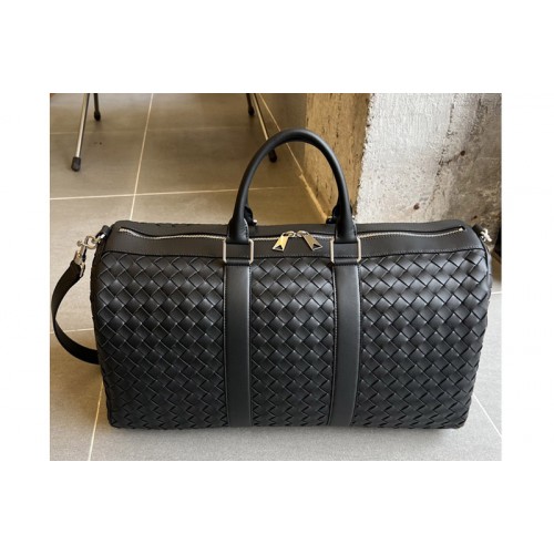 Bottega Veneta Large Intrecciato Duffle Bag in Black Leather