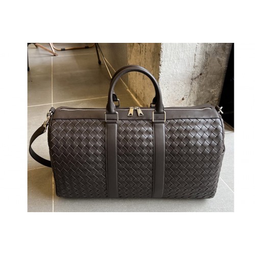 Bottega Veneta Large Intrecciato Duffle Bag in Brown Leather