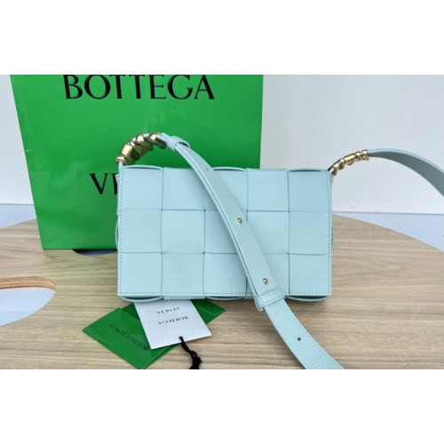 Bottega Veneta Cassette cross-body bag in Light Blue Intreccio leather