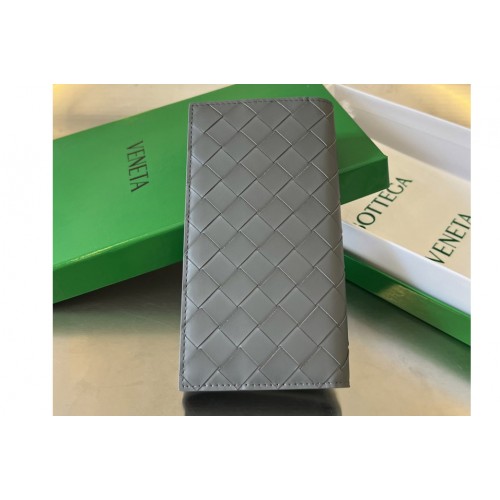 Bottega Veneta Long Intrecciato Wallet in Grey Leather Bottega Veneta Long Intrecciato Wallet in Grey Leather