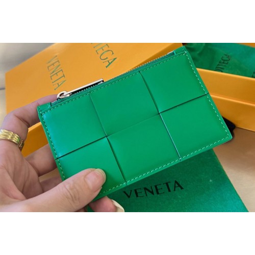 Bottega Veneta Zipped Card Case in Parakeet Leather