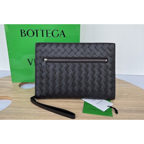 Bottega Veneta Small intrecciato leather document case in Dark Brown intrecciato