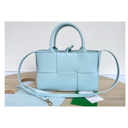 Bottega Veneta Mini Arco Tote Bag in Pale Blue intreccio grained leather Bottega Veneta Mini Arco Tote Bag in Pale Blue intreccio grained leather
