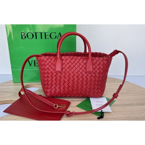 Bottega Veneta Mini Cabat tote bag in Red intreccio leather