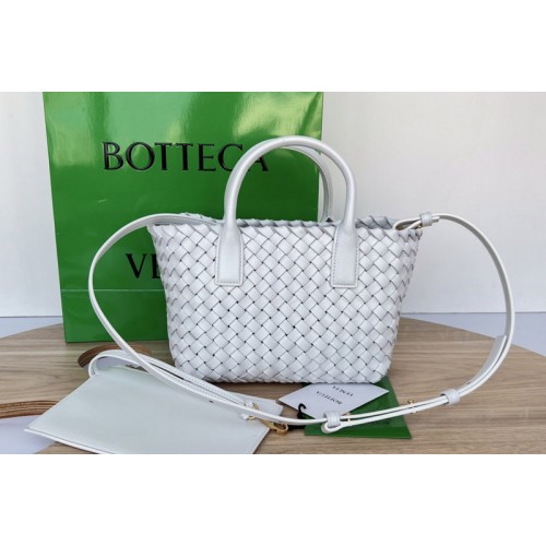 Bottega Veneta Mini Cabat tote bag in White intreccio leather Bottega Veneta Mini Cabat tote bag in White intreccio leather