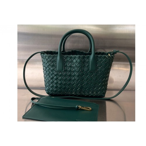 Bottega Veneta Mini Cabat Bag in Dark Green Leather Bottega Veneta Mini Cabat Bag in Dark Green Leather