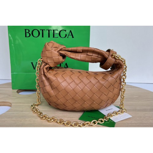 Bottega Veneta Mini Jodie top handle bag in Brown intrecciato leather