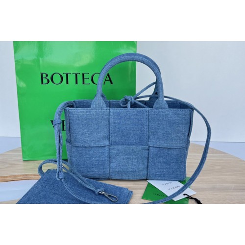 Bottega Veneta Mini Arco Tote Bag in intreccio washed denim Bottega Veneta Mini Arco Tote Bag in intreccio washed denim