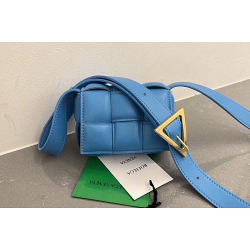 Bottega Veneta Candy Padded Cassette Bag in Blue padded intreccio leather
