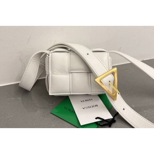 Bottega Veneta Candy Padded Cassette Bag in White padded intreccio leather