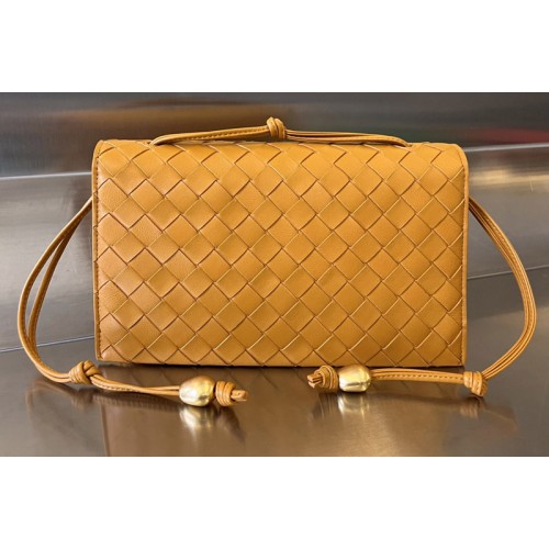 Bottega Veneta Trio Pouch On Strap Bag in Brown Leather