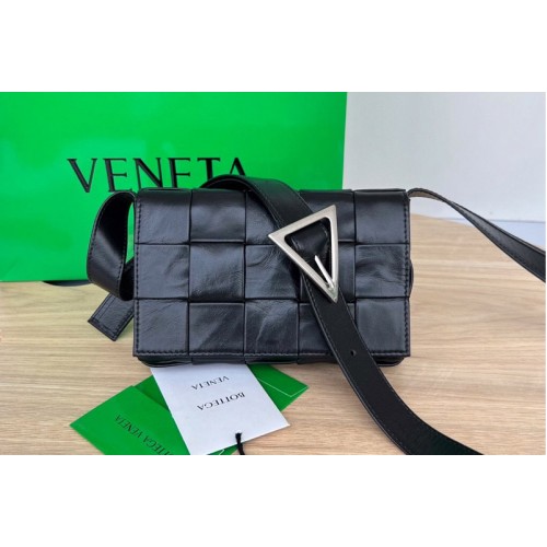 Bottega Veneta Small Cassette crossbody bag Black intreccio leather Bottega Veneta Small Cassette crossbody bag Black intreccio leather