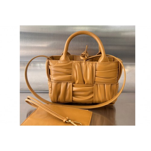 Bottega Veneta Candy Arco Tote Bag in Brown foulard intreccio leather