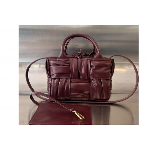 Bottega Veneta Candy Arco Tote Bag in Bordeaux foulard intreccio leather