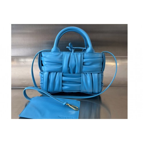 Bottega Veneta Candy Arco Tote Bag in Blue foulard intreccio leather