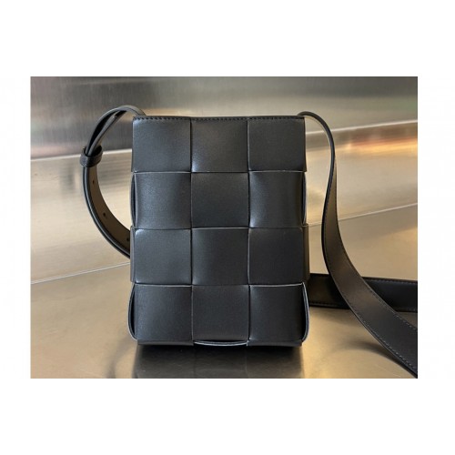 Bottega Veneta Mini Cassette Cross-Body Bag in Black Leather