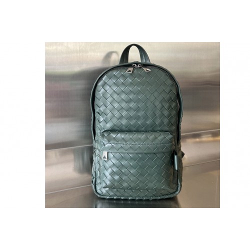 Bottega Veneta Small Intrecciato Backpack In Dark Green Leather Bottega Veneta Small Intrecciato Backpack In Dark Green Leather