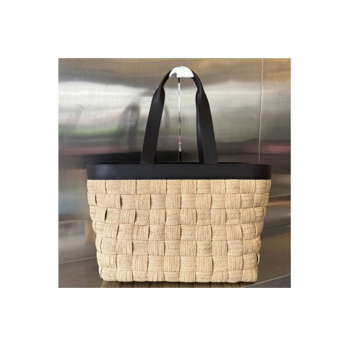 Bottega Veneta Cassette Tote Bag In Natural Fondant woven raffia Bottega Veneta Cassette Tote Bag In Natural Fondant woven raffia