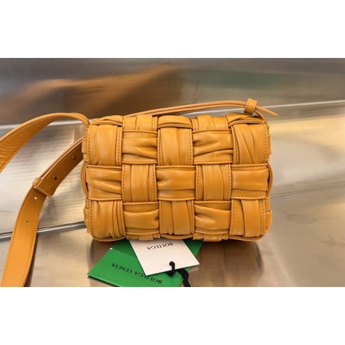 Bottega Veneta Small Cassette Bag in Orange foulard intreccio leather