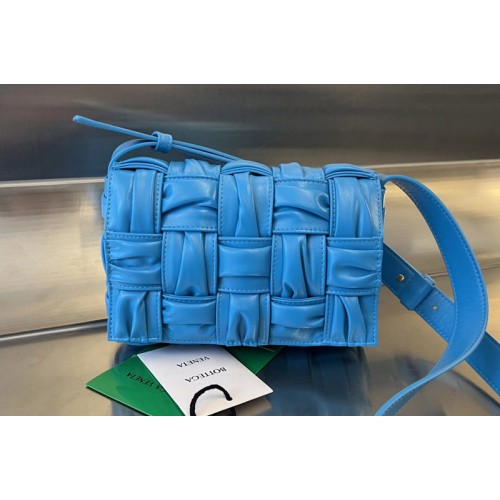 Bottega Veneta Small Cassette Bag in Blue foulard intreccio leather Bottega Veneta Small Cassette Bag in Blue foulard intreccio leather