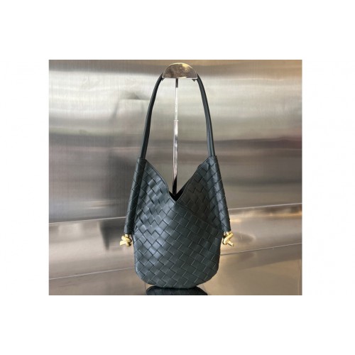 Bottega Veneta Small Solstice Shoulder Bag in Dark Green Leather
