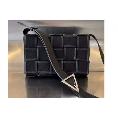 Bottega Veneta Medium Cassette Bag in Black Canvas Bottega Veneta Medium Cassette Bag in Black Canvas