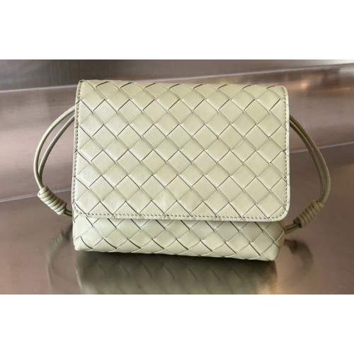 Bottega Veneta Mini Intrecciato Cross-Body Bag in Travertine Leather