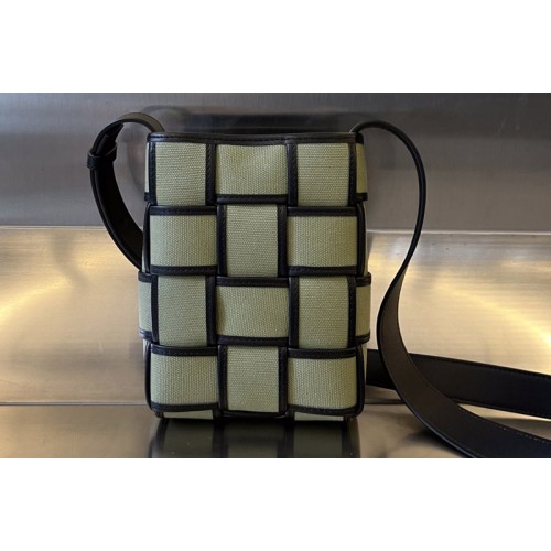 Bottega Veneta Mini Cassette Cross-Body Bag in Crocodile Black Canvas Bottega Veneta Mini Cassette Cross-Body Bag in Crocodile Black Canvas