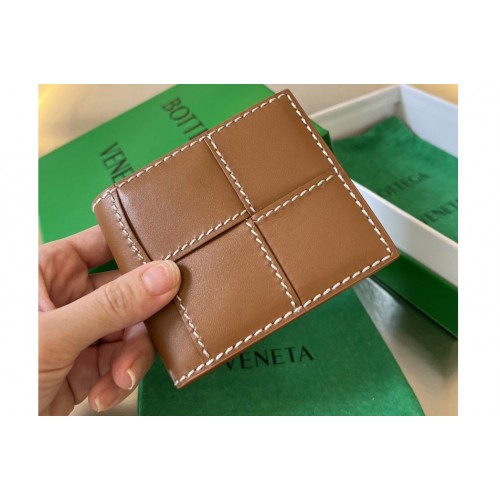 Bottega Veneta Cassette Bi-Fold Wallet in Wood-Natural Leather
