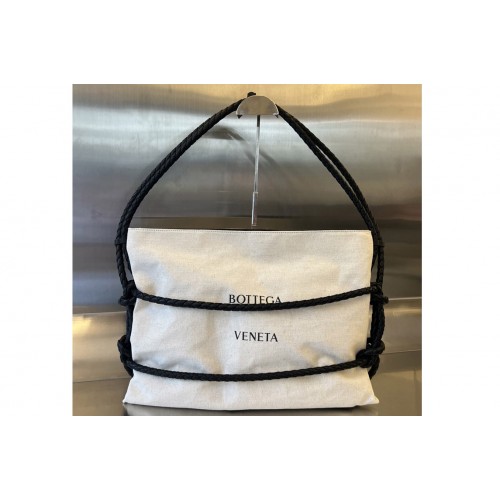 Bottega Veneta Quadronno Canvas shoulder bag in Natural Black Canvas