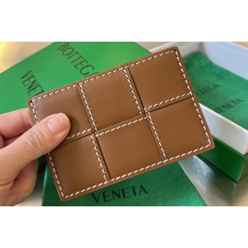 Bottega Veneta Cassette Credit Card Case in Wood-Natural Leather Bottega Veneta Cassette Credit Card Case in Wood-Natural Leather