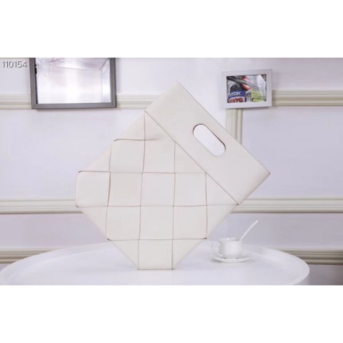 Bottega Veneta Small Slip Tote Bags In Intreccio Linen And White French Calf Leather