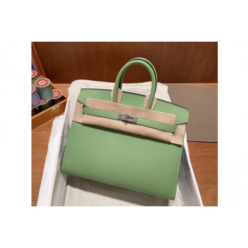 Hermes Birkin 25 bag in Green Epsom Leather With Silver Buckle