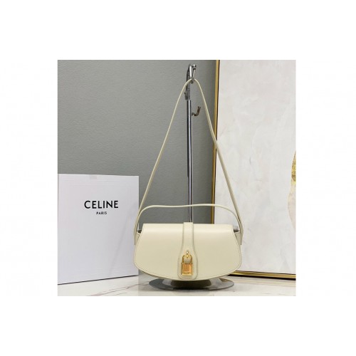 Celine 10I592 CLUTCH ON STRAP TABOU bag IN White CALFSKIN Leather