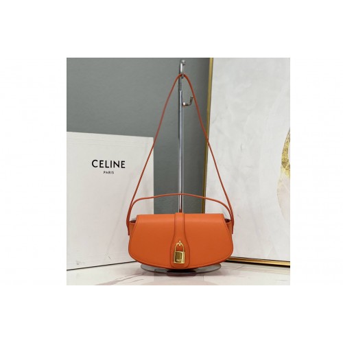 Celine 10I592 CLUTCH ON STRAP TABOU bag IN Orange CALFSKIN Leather