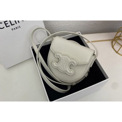 Celine 10J303 MINI BESACE CUIR TRIOMPHE IN White SMOOTH CALFSKIN