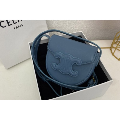 Celine 10J303 MINI BESACE CUIR TRIOMPHE IN Blue SMOOTH CALFSKIN