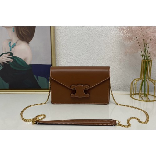 Celine 10J733 WALLET ON CHAIN TRIOMPHE IN TAN SHINY CALFSKIN