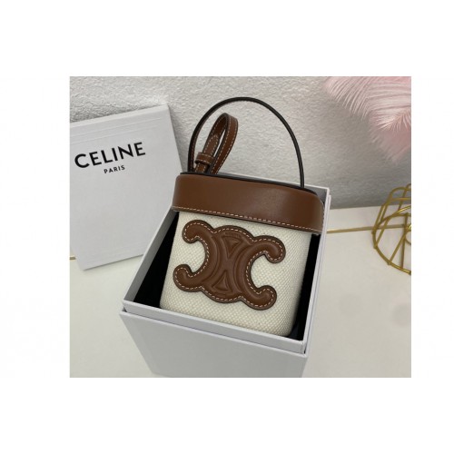Celine SMALL BOX CUIR TRIOMPHE bag IN Canvas and Tan SMOOTH CALFSKIN Celine SMALL BOX CUIR TRIOMPHE bag IN Canvas and Tan SMOOTH CALFSKIN